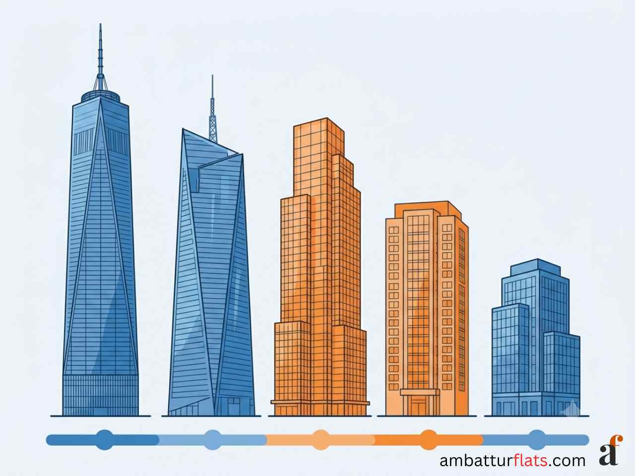 Illustrated comparison chart showing five Chennai real estate developers ranked side by side
