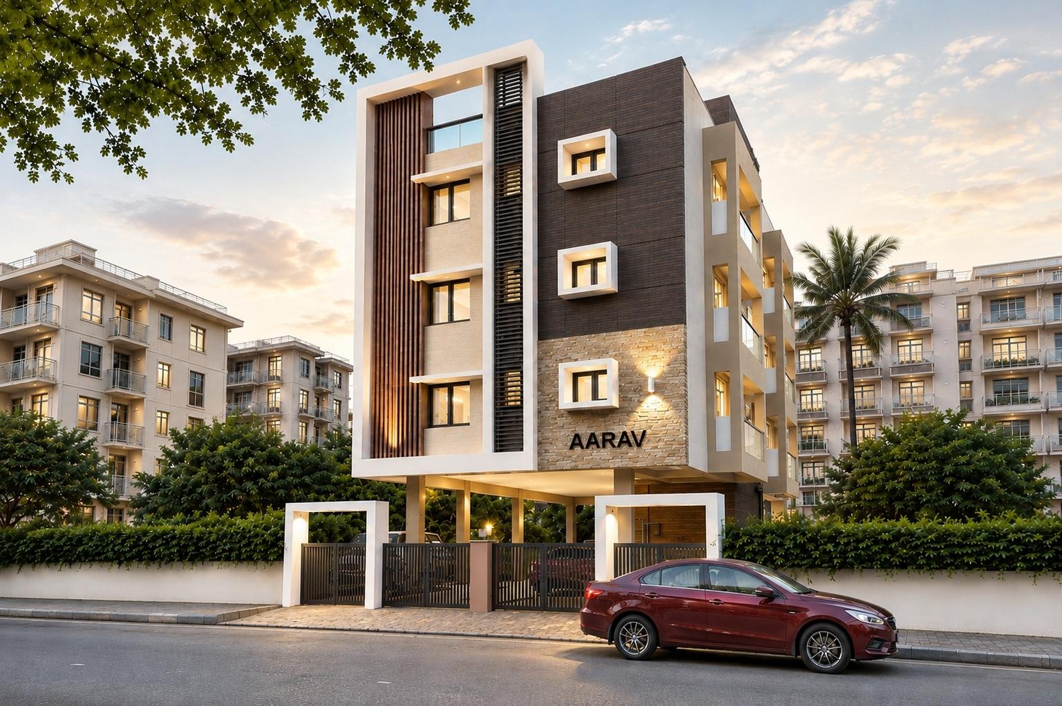 Front elevation of Aarav apartments with 2 BHK flats for sale in Banu Nagar, Ambattur, Chennai
